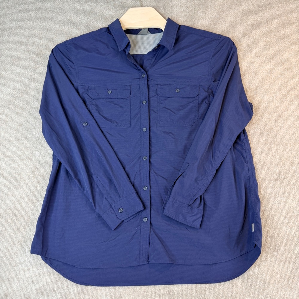 Eddie Bauer Travex Navy Blue Ripstop Hiking Shirt Womens T2XL Tall 2XL L/S
